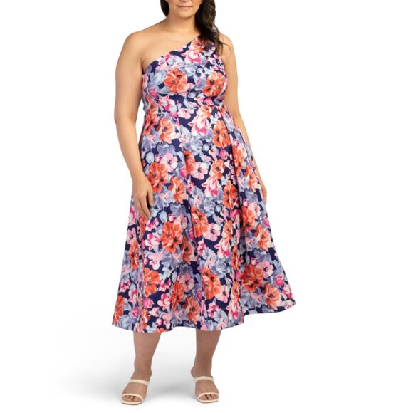 MARINA Peri Made In Usa Plus Stretch Taffeta Dress